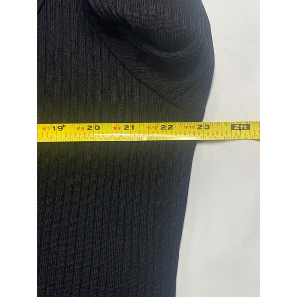 Misook Woman Size 1X  Black Ribbed Button Front Shirt Large Ruffle Collar - Picture 5 of 8